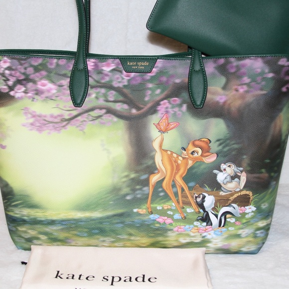 Kate Spade x Disney Bambi Thumper Sutton Tote Bag Purse Handbag Forest Scene - Picture 2 of 8